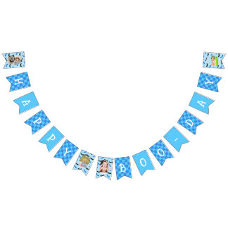 Custom Blue Chequerboard Spooky Birthday Bunting