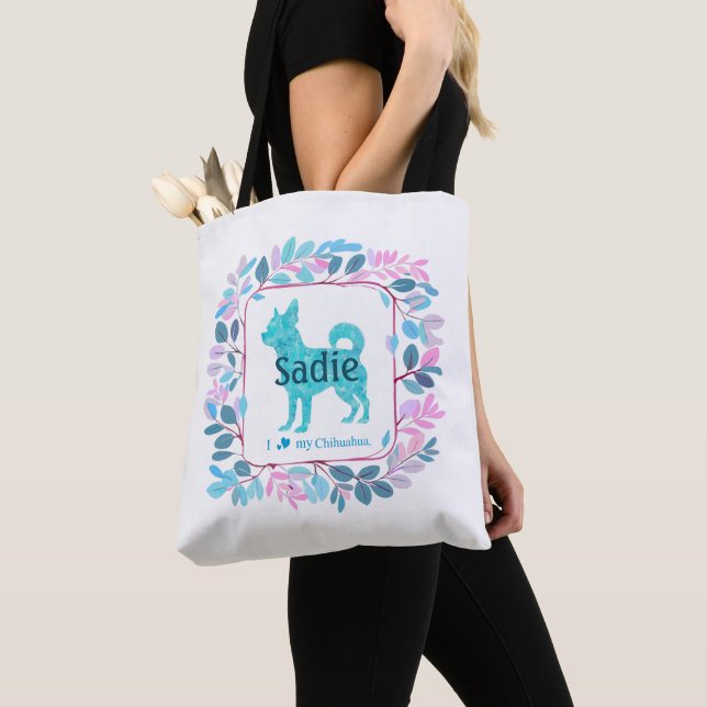 Custom Blue Chihuahua Tote Bag Photo Personalised (Close Up)