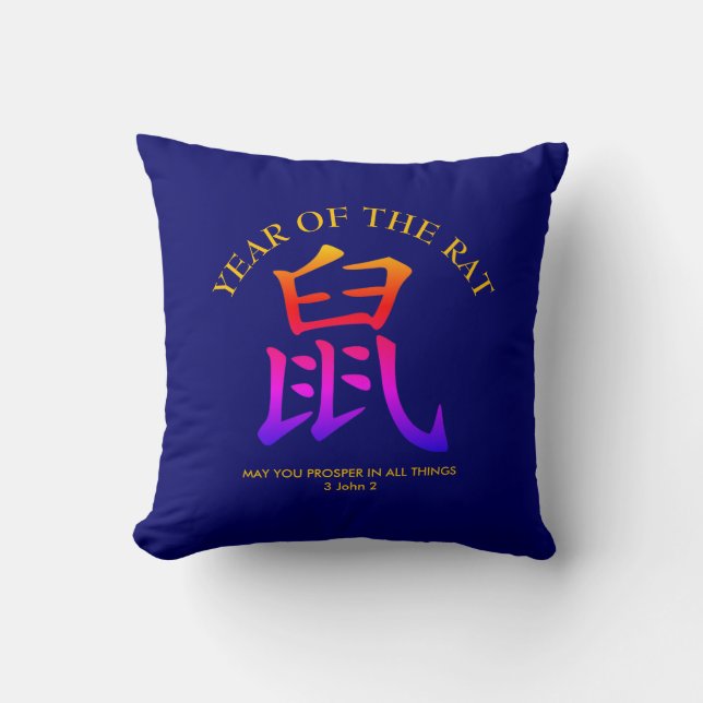 Custom Blue Chinese New YEAR OF THE RAT Cushion (Front)