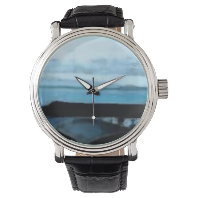 Custom blue clock watch (Front)