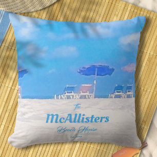 Custom Blue Coastal Beach House Cushion