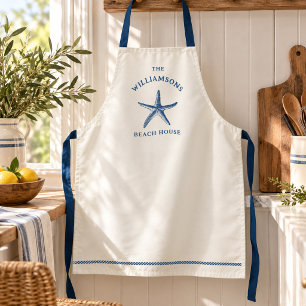 Custom Blue Coastal Starfish Beach House Apron