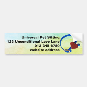 Custom Blue Collar Red Heart Animal Care Business Bumper Sticker