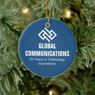 Custom Blue Computer Software Company Christmas Ceramic Ornament
