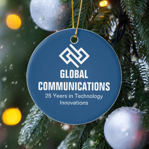 Custom Blue Computer Software Company Christmas Ceramic Ornament