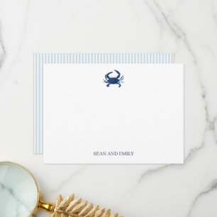 Custom Blue Crab Painting Stationary Thank You Card