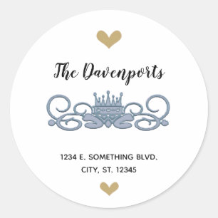 Custom Blue Crown Design Classic Round Sticker