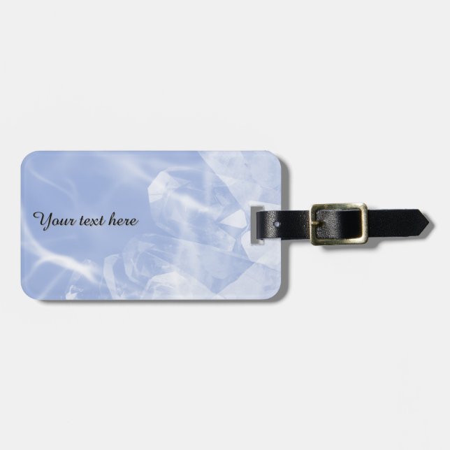 Custom blue crystal luggage tag (Front Horizontal)