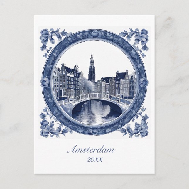 Custom Blue Delft Amsterdam  Postcard (Front)