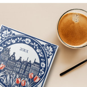 Custom Blue Delft Amsterdam Souvenir Ceramic Tile