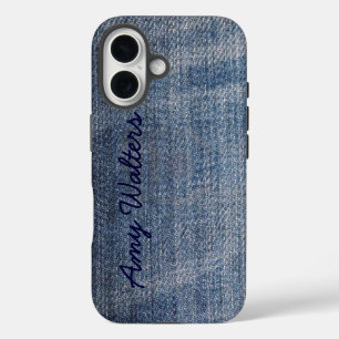 Custom Blue Denim Jeans iPhone 16 Case