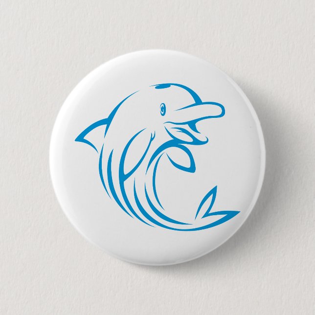 Custom Blue Dolphin Logo 6 Cm Round Badge (Front)