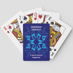 Custom Blue Dreidel Hanukkah Playing Cards