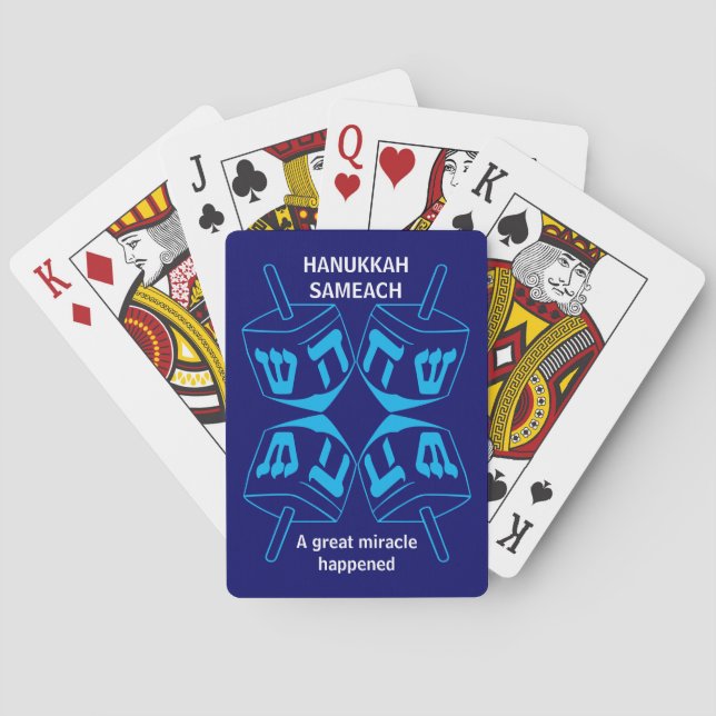 Custom Blue Dreidel Hanukkah Playing Cards (Back)