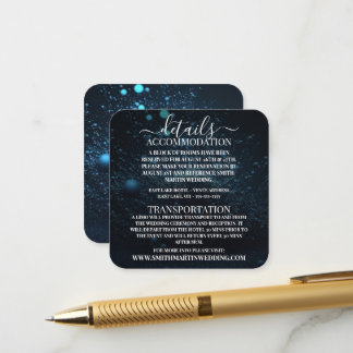 Custom Blue Dust Explosion Wedding Details Enclosure Card