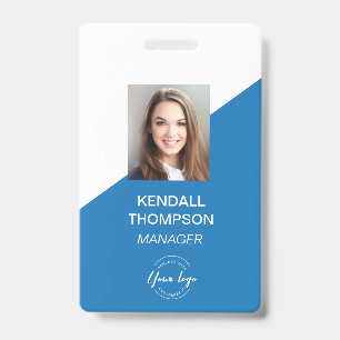 Custom Blue Employee Photo Company Security ID Badge