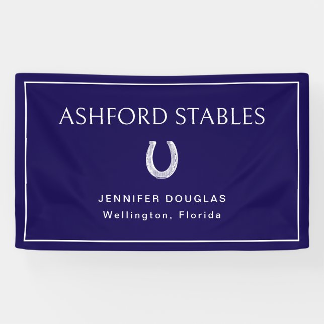 Custom Blue Equestrian Stall Horse Show  Banner (Horizontal)