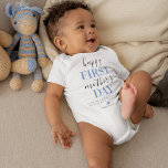 Custom Blue First Mother's Day Baby Bodysuit<br><div class="desc">For new moms, celebrate their very first mother’s day in style with a custom baby bodysuit. This adorable baby outfit is the perfect way to honour the special day and let new moms know how much they’re appreciated. This unique gift is perfect for all new moms. This bodysuit features a...</div>