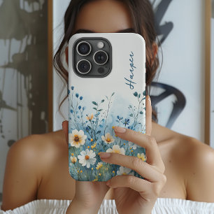 Custom Blue Floral Phone Case Gift for Mum Girls