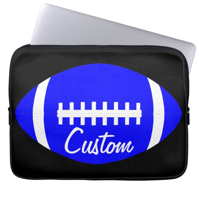 Custom Blue Football Team, Player or Coach Laptop Laptop Sleeve (Front)