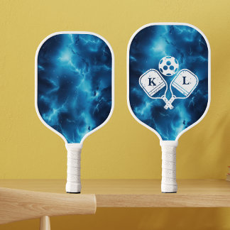Custom Blue Galaxy Pickleball Paddle with Initials