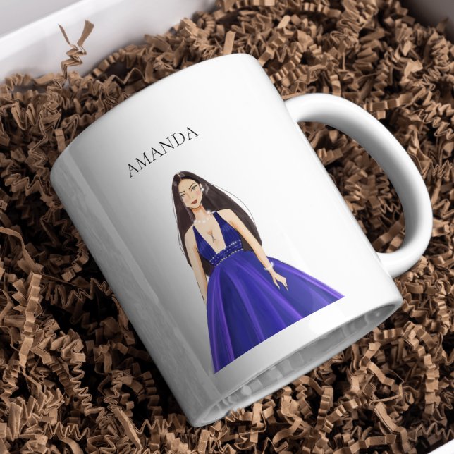 custom Blue, girl drawing Coffee Mug (Creator Uploaded)