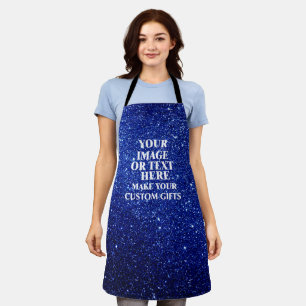 Custom Blue Glitter Apron - Personalised for Women