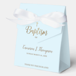 Custom Blue gold cross Baptism Thank you Favour Box