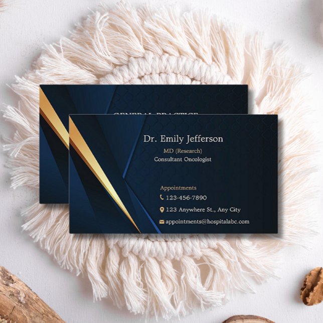 Custom Blue Gold Modern Minimalist Professional Business Card (Creator Uploaded)