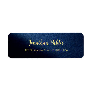 Custom Blue & Gold Text Template Return Address Return Address Label