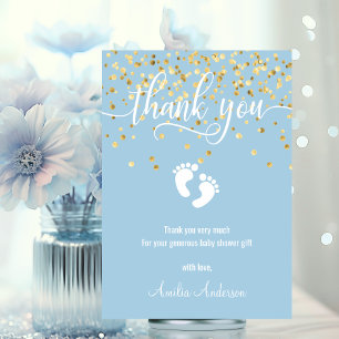 Custom Blue Gold THANK YOU Baby Shower BOY   PHOTO