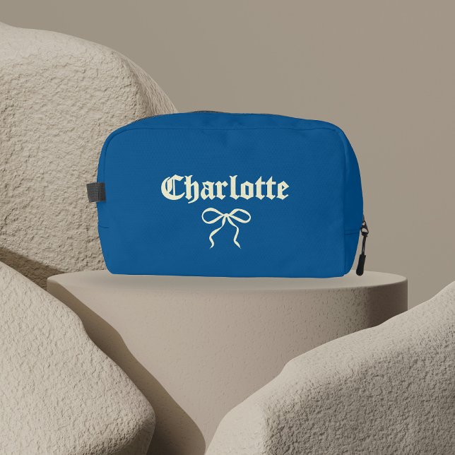 Custom Blue Gothic Coquette Toiletry Bag for Women (bridesmaid gift, bridal shower gift, bachelorette gift, custom makeup bag, travel makeup bag,)