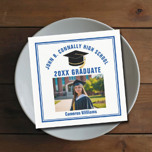 Custom Blue Graduate Photo 2026 Graduation Party Napkin