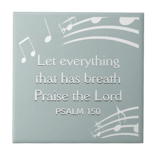 Custom Blue Grey MUSIC NOTES Ceramic Tile