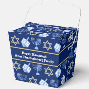 Custom Blue Hanukkah Pattern Fortune Party Favour Box