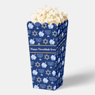 Custom Blue Hanukkah Pattern Popcorn Party Favour Box