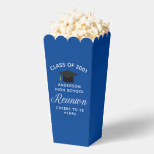 Custom Blue High School Reunion Party Popcorn Favour Box