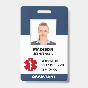 Custom Blue ID with Employee Photo, Business Logo Badge