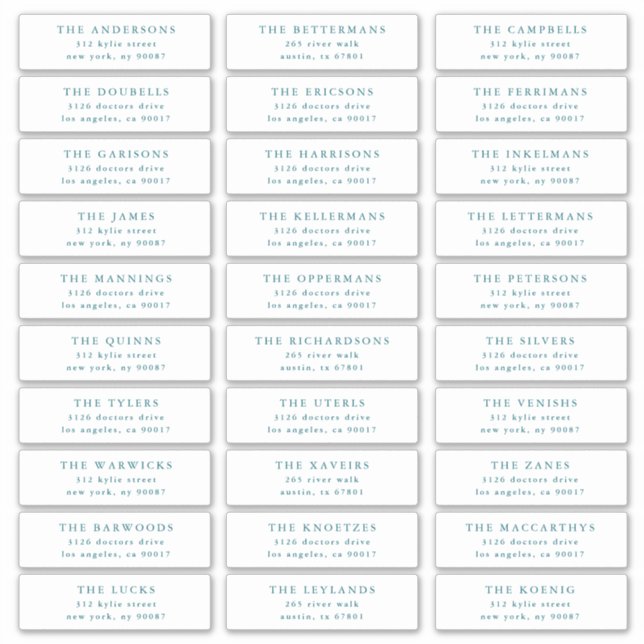 Custom Blue Individual Editable Address Stickers (Front)