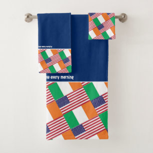 Custom Blue IRISH AMERICAN Bath Towel Set