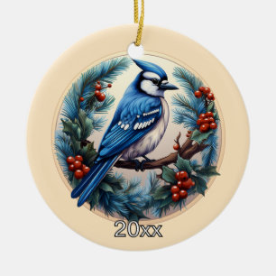 Custom Blue Jay Christmas Ornament