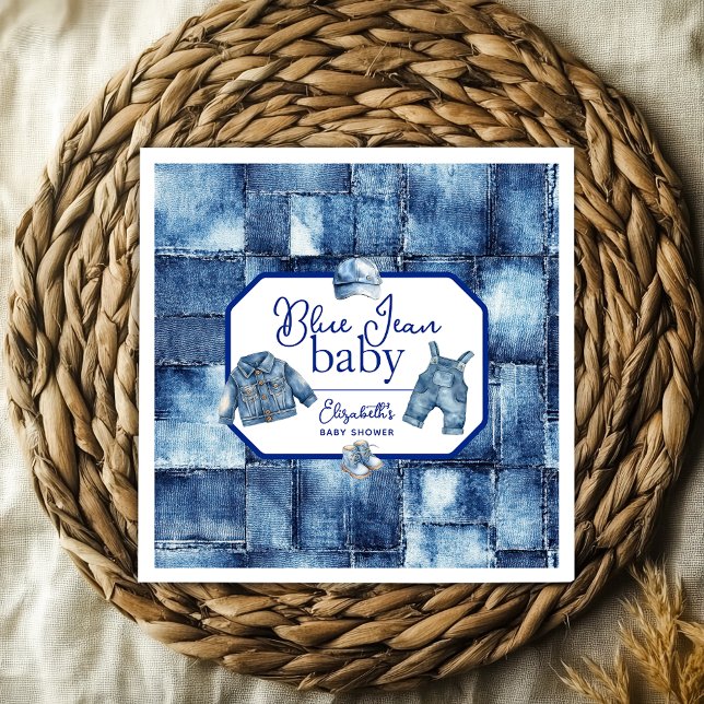 Custom Blue Jean Baby Denim Themed Baby Shower Napkin (Custom Blue Jean Baby Denim Themed Baby Shower Napkins)
