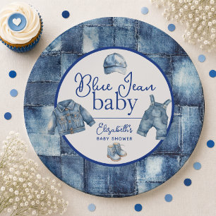 Custom Blue Jean Baby Denim Themed Baby Shower Paper Plate