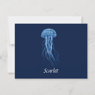 Custom Blue Jellyfish illustration Postcard
