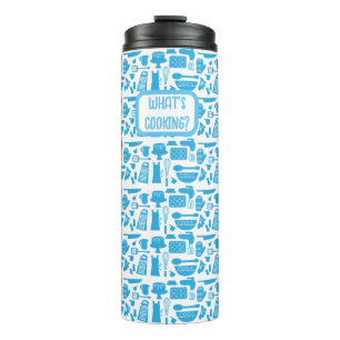 Custom Blue Kitchen Kitsch Fun Art Pattern Thermal Tumbler