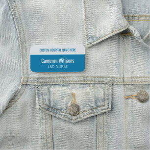 Custom Blue Large Nurse Name Tag