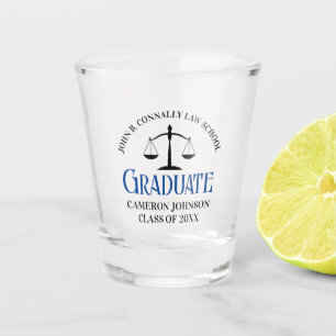 Custom Blue Law School Graduation Commemorative Shot Glass