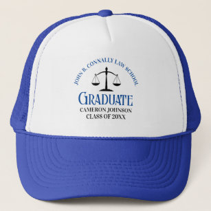 Custom Blue Law School Graduation Commemorative Trucker Hat