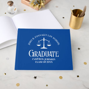 Custom Blue Law School Graduation Party Guest Book