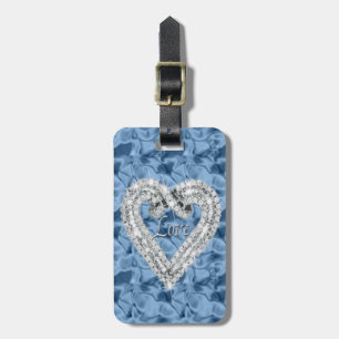 Custom Blue Love Diamond Heart Luggage Tag